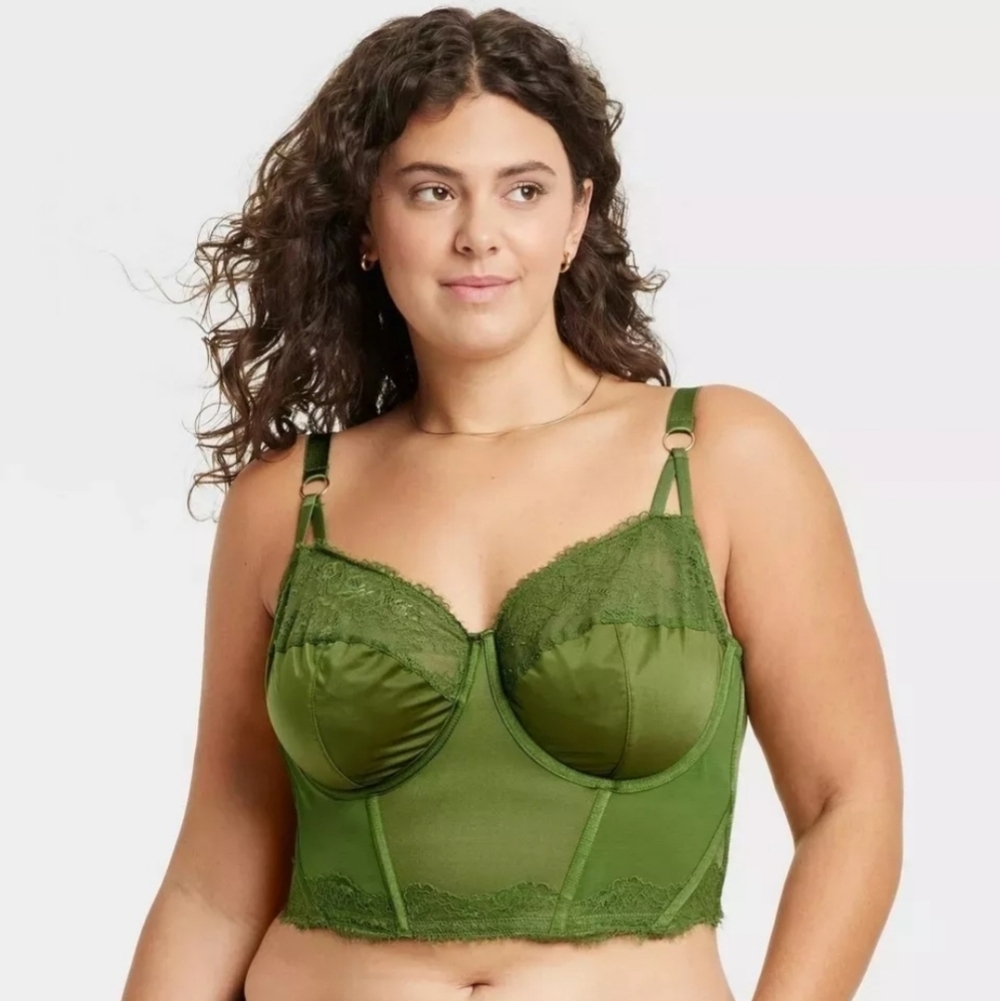 Auden Lace Lingerie Corset Womens Underwire Adjustable Straps Green - Size XS